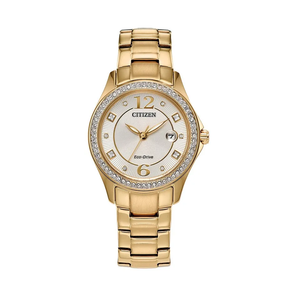 Citizen Crystal Accent 30MM Dial and Goldtone Stainless Steel Bracelet Watch. FE1147-79P