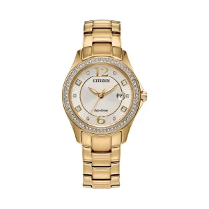 Citizen Crystal Accent 30MM Dial and Goldtone Stainless Steel Bracelet Watch. FE1147-79P