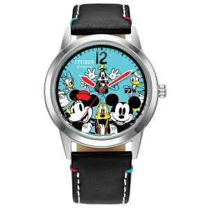 Citizen Eco-Drive Disney Mickey Mouse and Friends Sensational Six Leather Strap Watch | 40mm | AW1235-06W