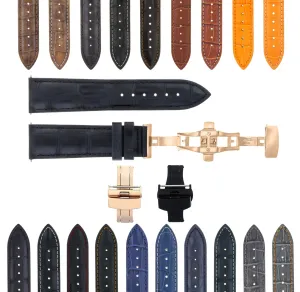 CLASSIC MENS SMOOTH LEATHER WATCH BAND STRAP WATCH BUCKLE - 18MM