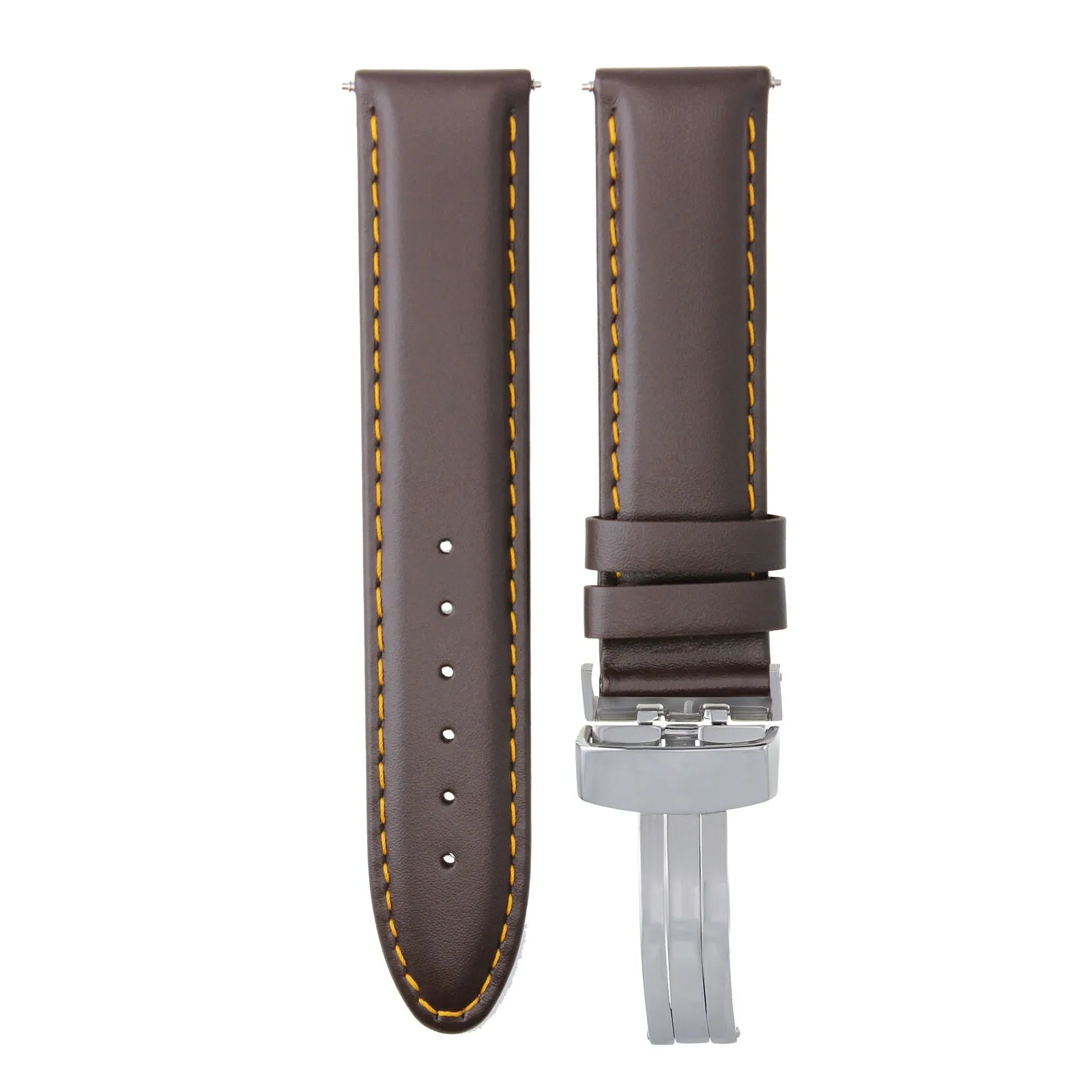 CLASSIC MENS SMOOTH LEATHER WATCH BAND STRAP WATCH BUCKLE - 22MM