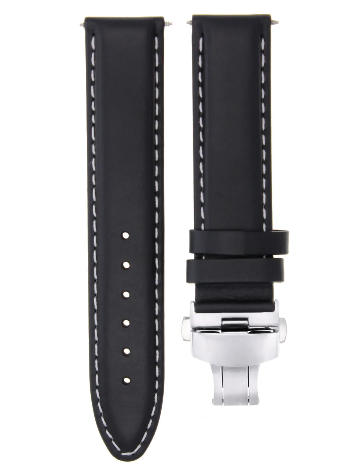 CLASSIC MENS SMOOTH LEATHER WATCH BAND STRAP WATCH BUCKLE - 22MM