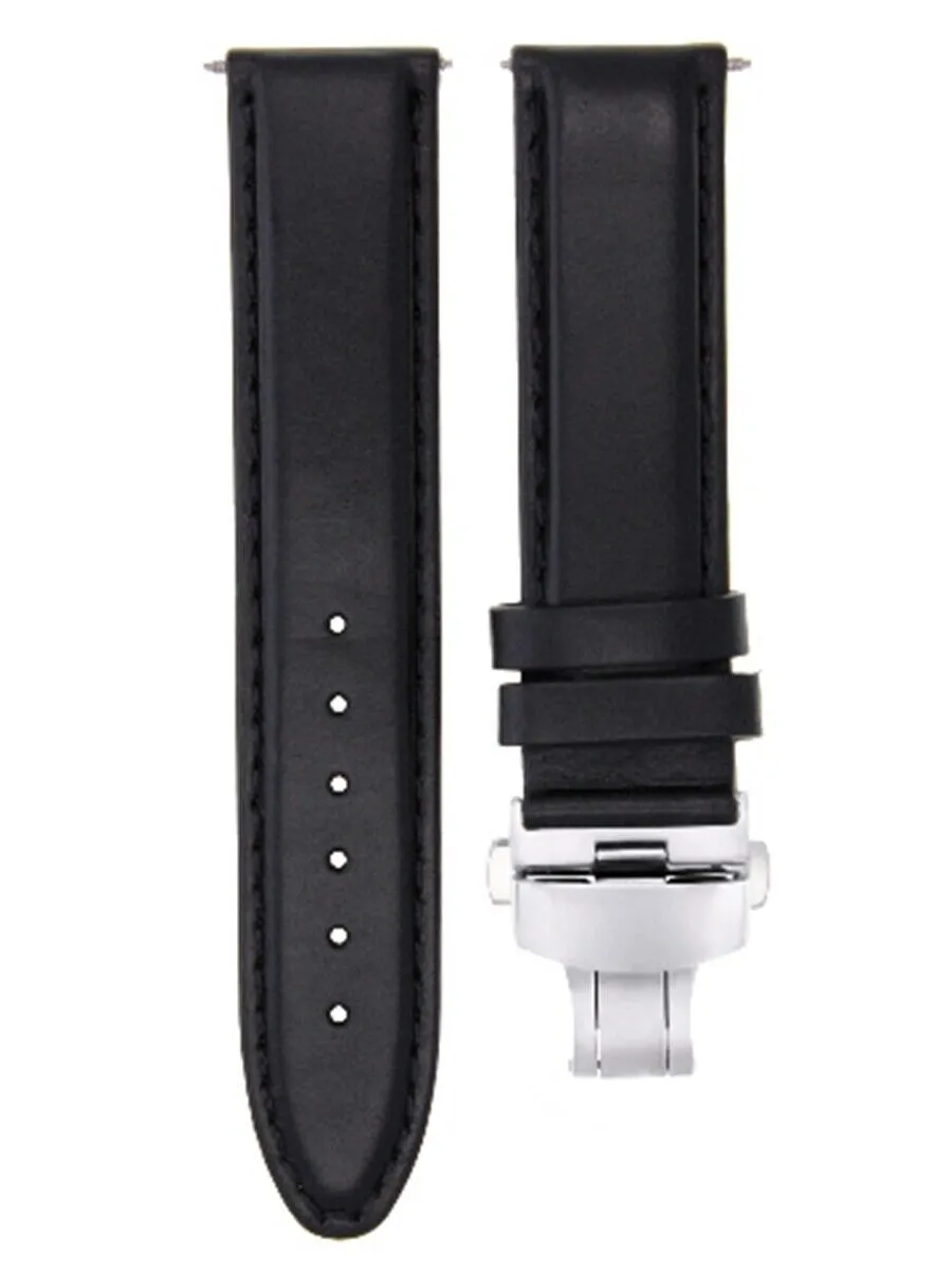 CLASSIC MENS SMOOTH LEATHER WATCH BAND STRAP WATCH BUCKLE - 22MM