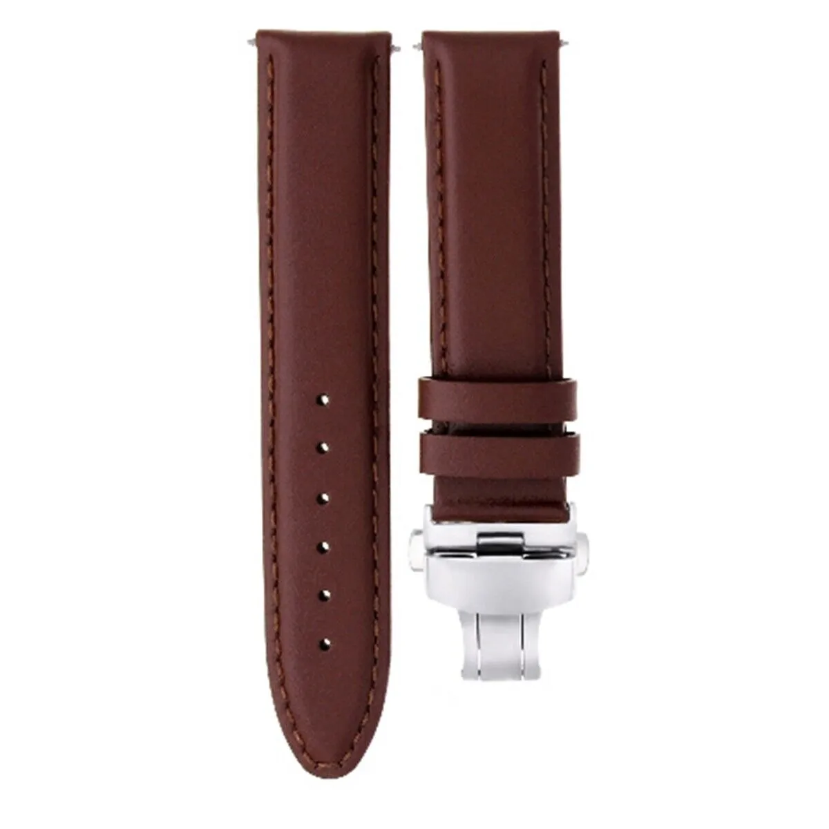 CLASSIC MENS SMOOTH LEATHER WATCH BAND STRAP WATCH BUCKLE - 22MM