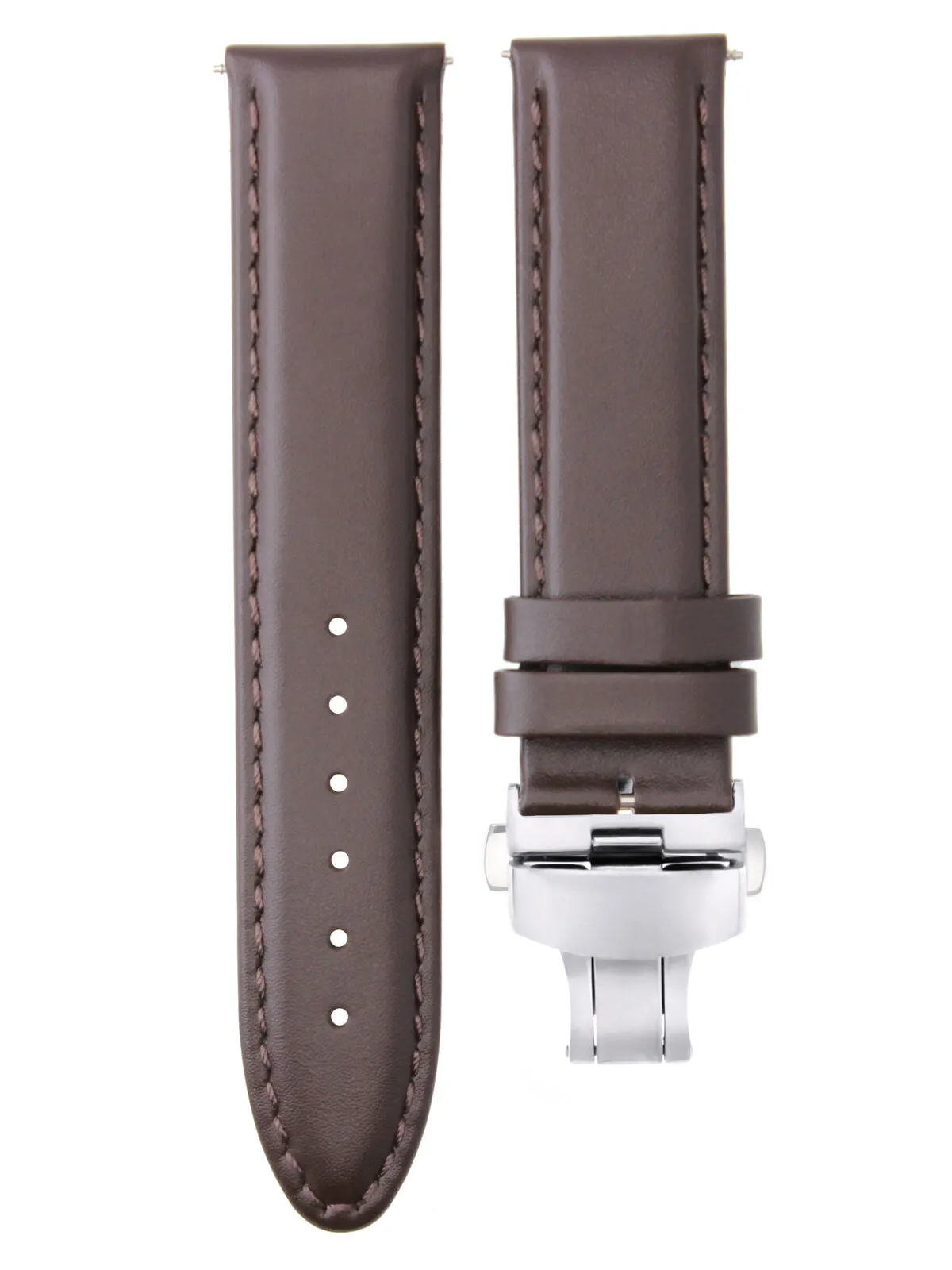 CLASSIC MENS SMOOTH LEATHER WATCH BAND STRAP WATCH BUCKLE - 22MM