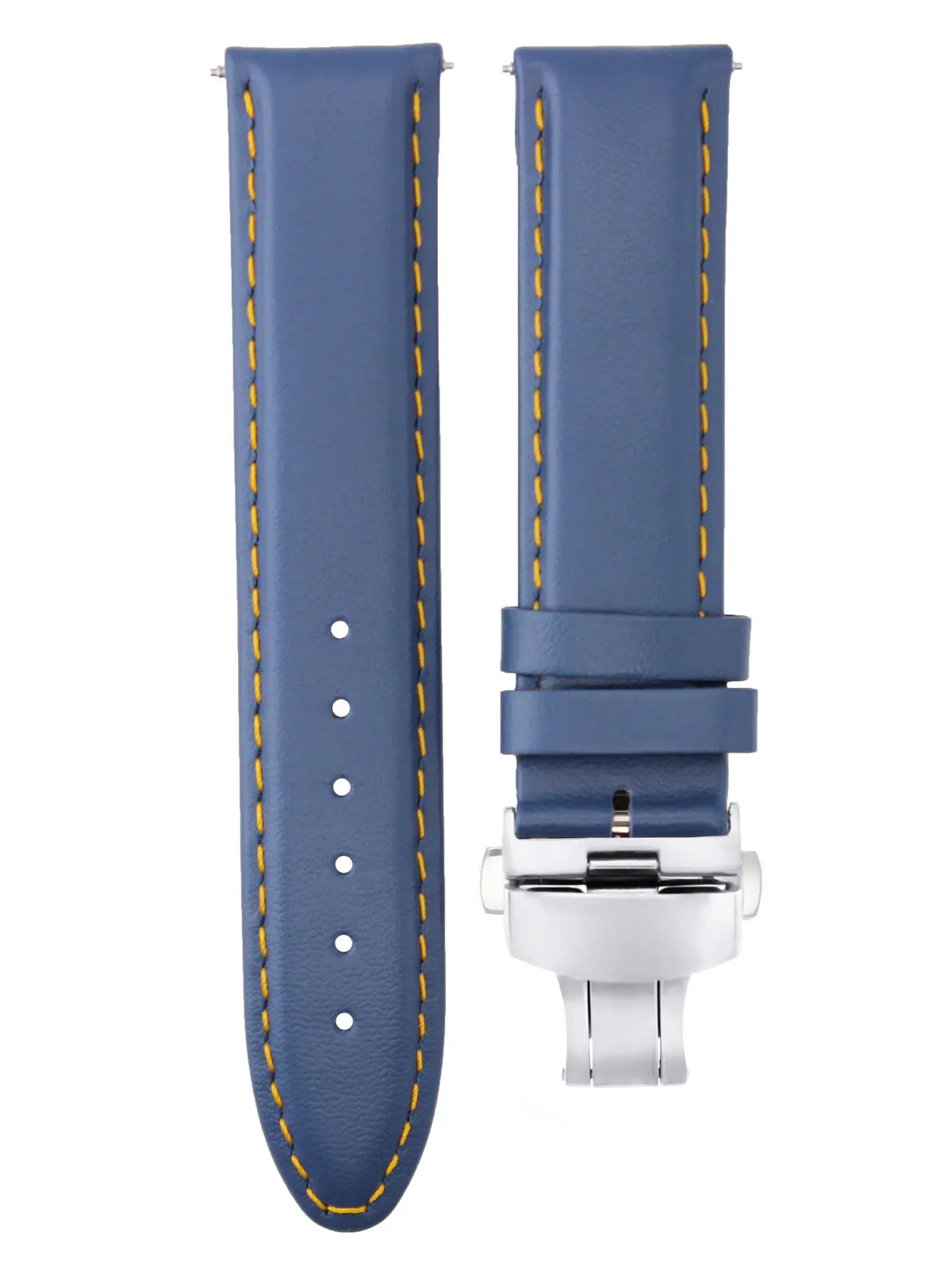 CLASSIC MENS SMOOTH LEATHER WATCH BAND STRAP WATCH BUCKLE - 22MM
