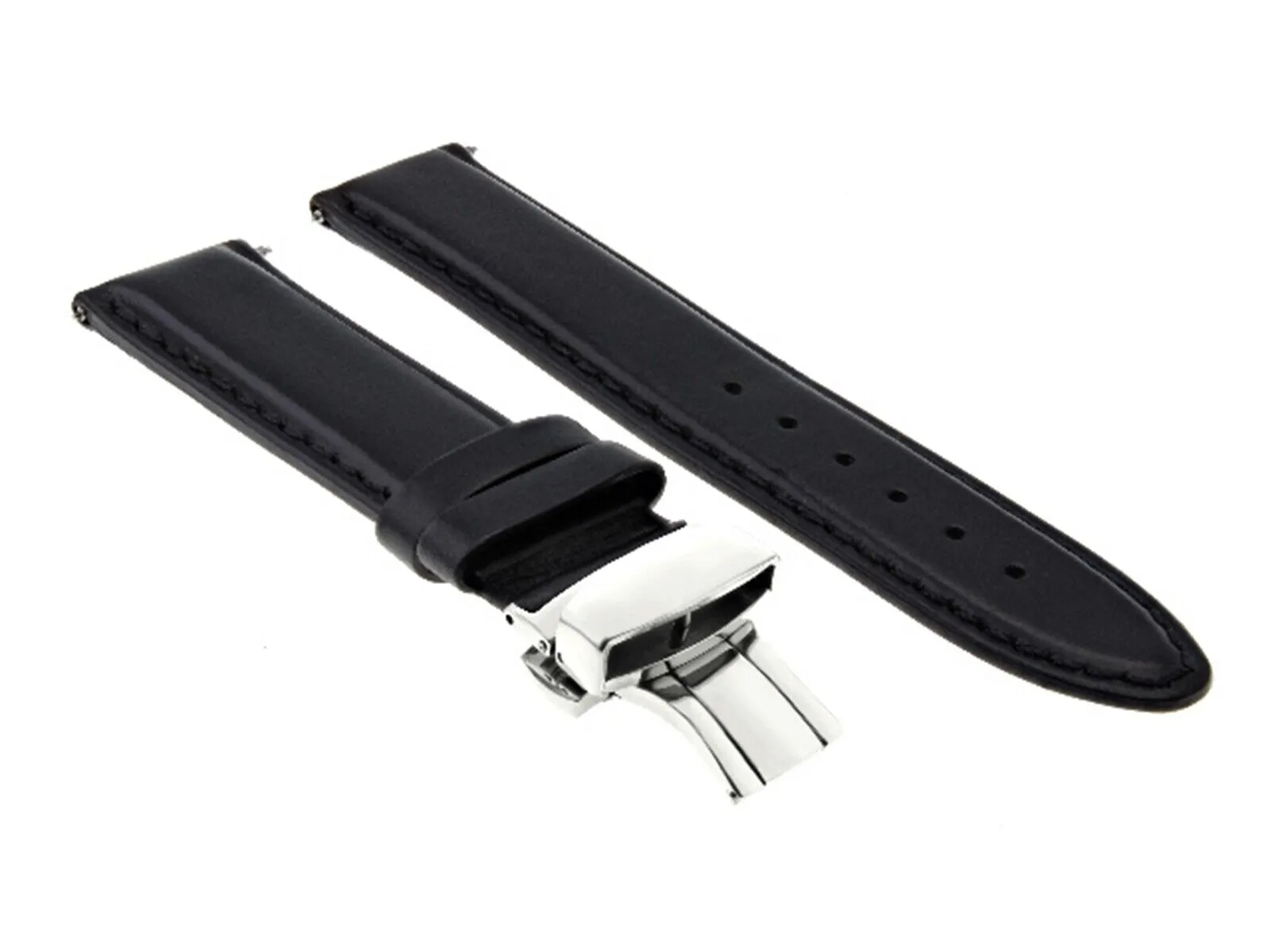 CLASSIC MENS SMOOTH LEATHER WATCH BAND STRAP WATCH BUCKLE - 22MM