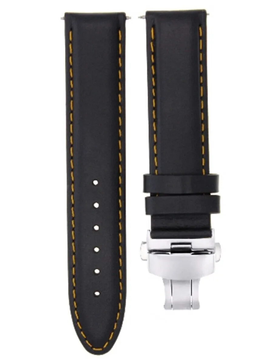 CLASSIC MENS SMOOTH LEATHER WATCH BAND STRAP WATCH BUCKLE - 22MM