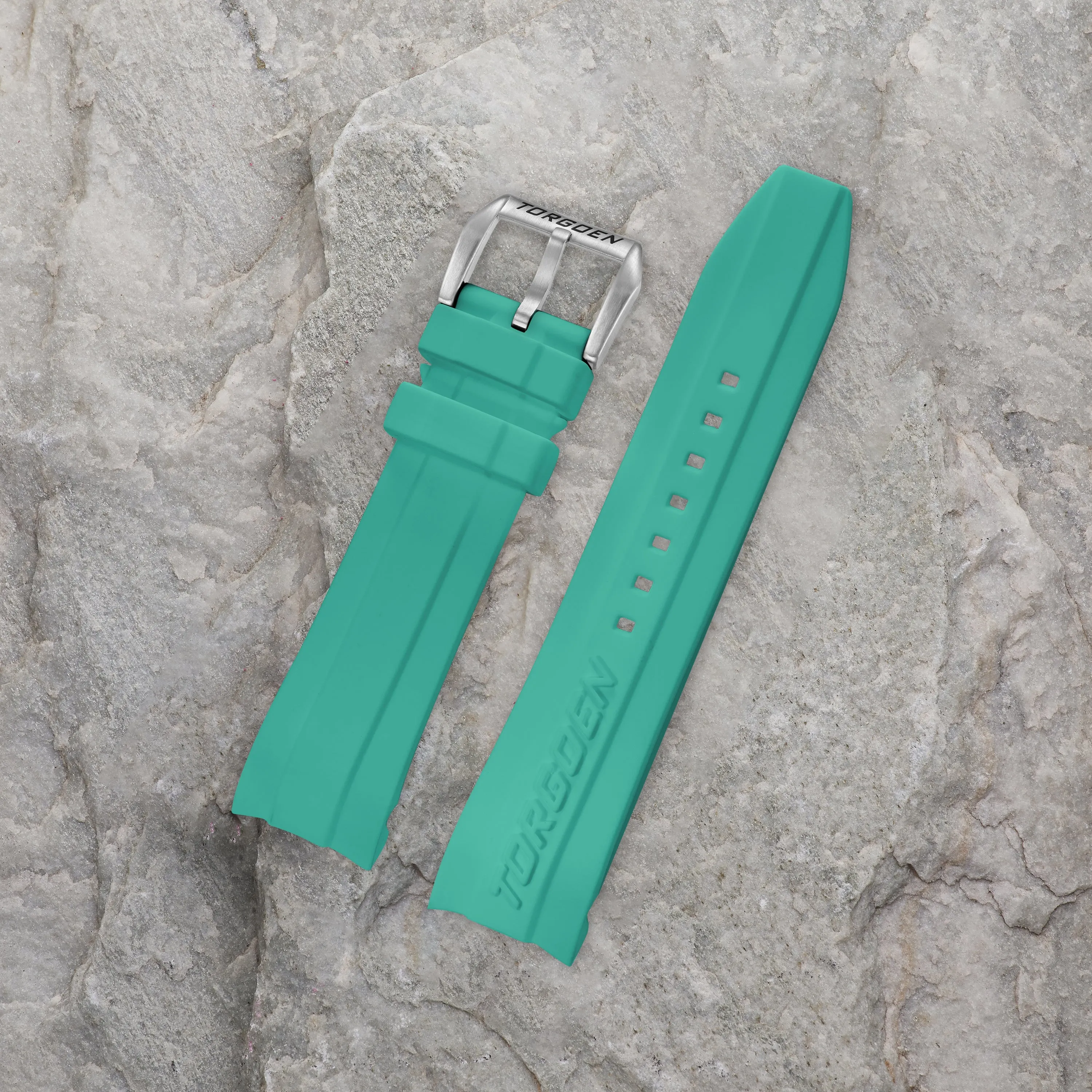 Cyan Silicone Strap | 24mm Silver Buckle