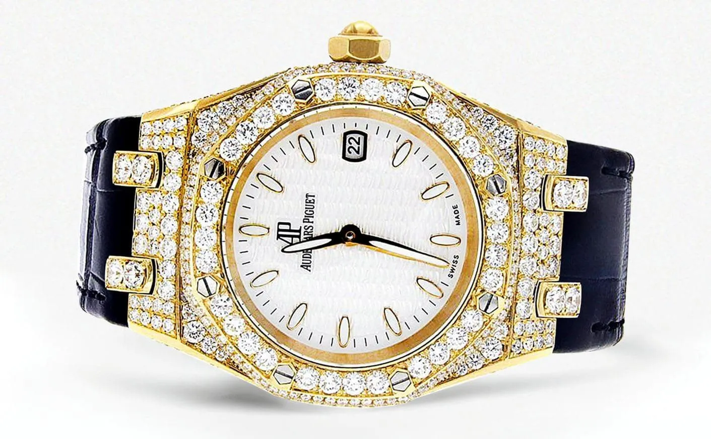 Diamond Audemars Piguet Royal Oak Watch For Women | 18K Yellow Gold | 33 Mm