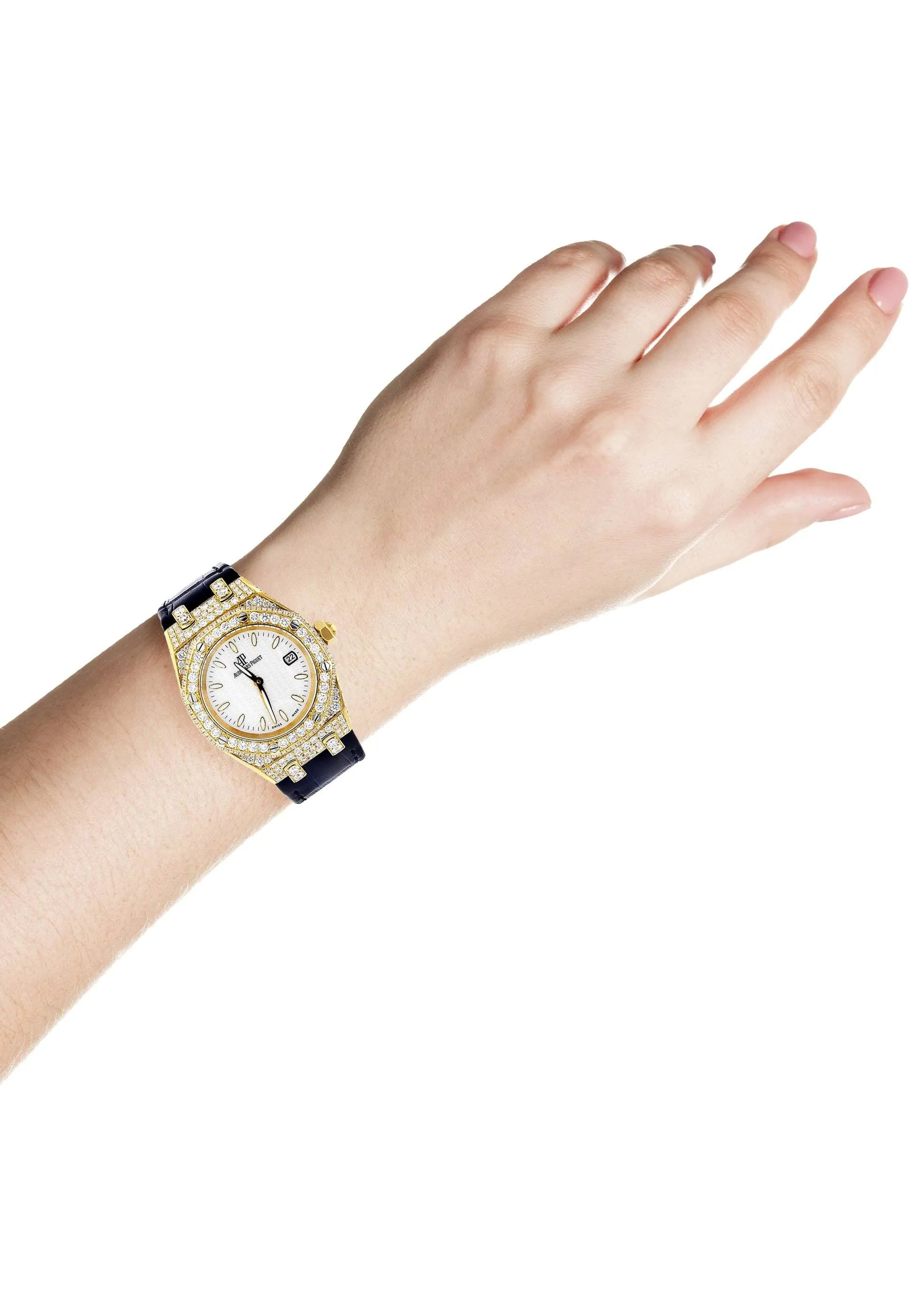 Diamond Audemars Piguet Royal Oak Watch For Women | 18K Yellow Gold | 33 Mm