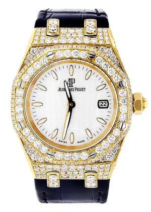 Diamond Audemars Piguet Royal Oak Watch For Women | 18K Yellow Gold | 33 Mm