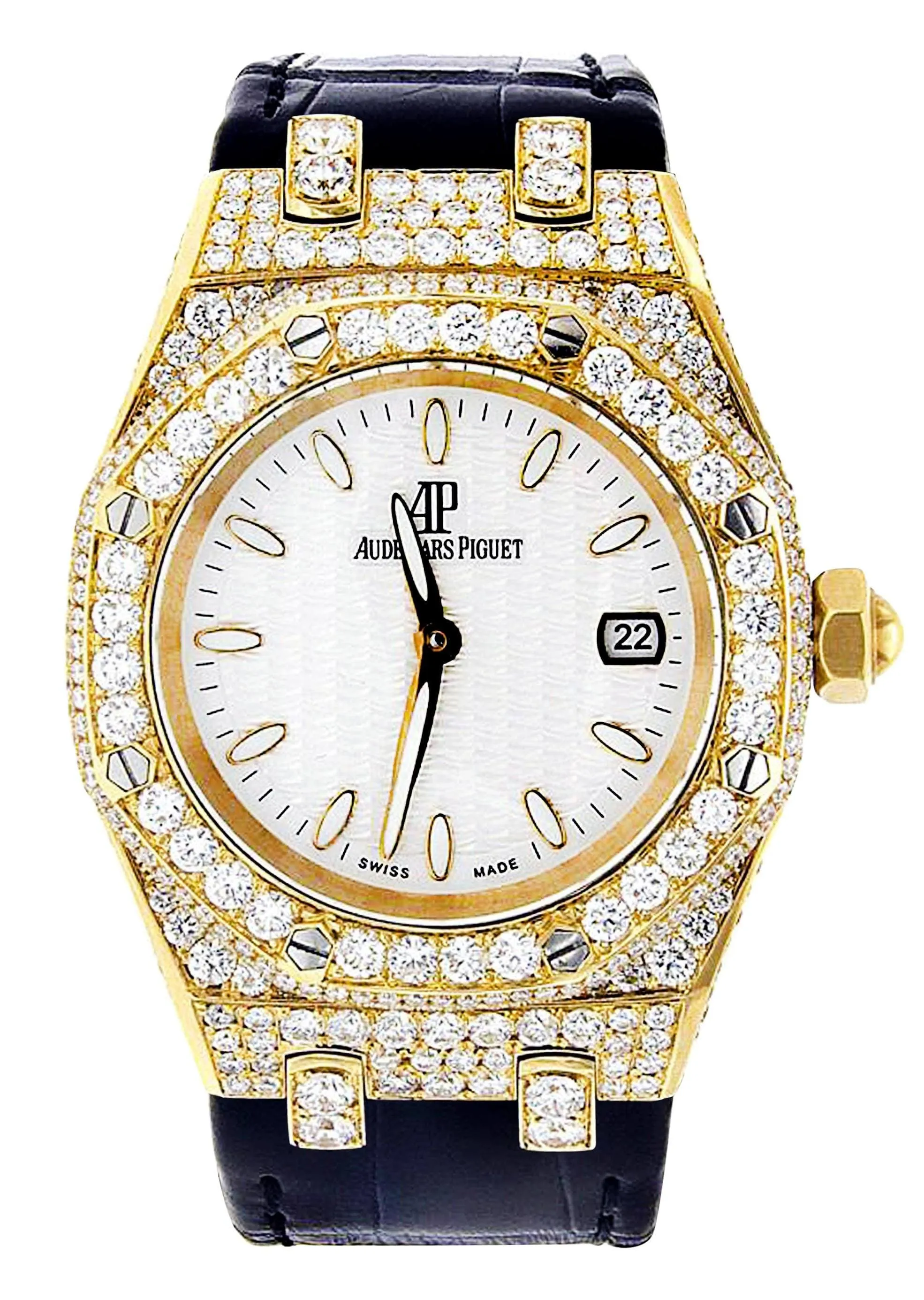 Diamond Audemars Piguet Royal Oak Watch For Women | 18K Yellow Gold | 33 Mm