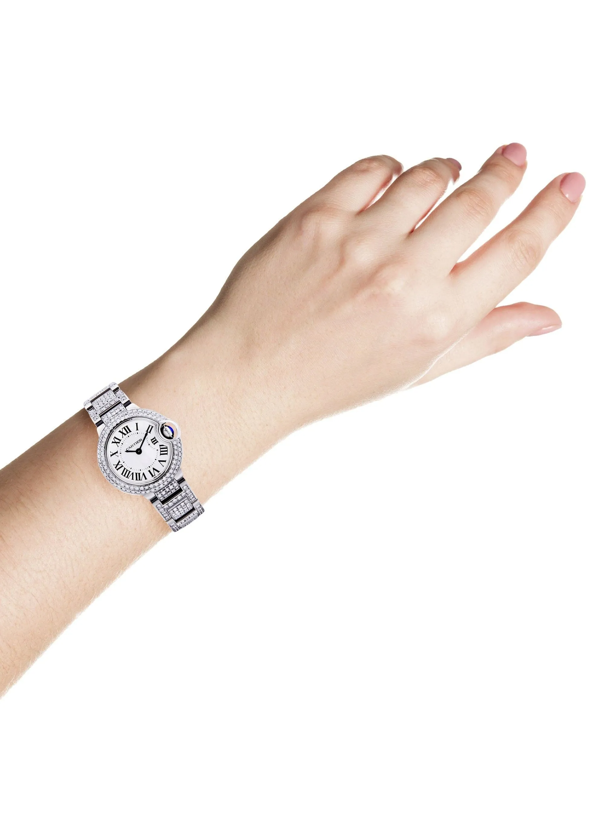 Diamond Cartier Ballon Bleu Watch For Women | Stainless Steel | 28 Mm