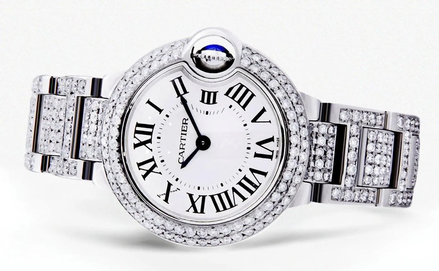 Diamond Cartier Ballon Bleu Watch For Women | Stainless Steel | 28 Mm