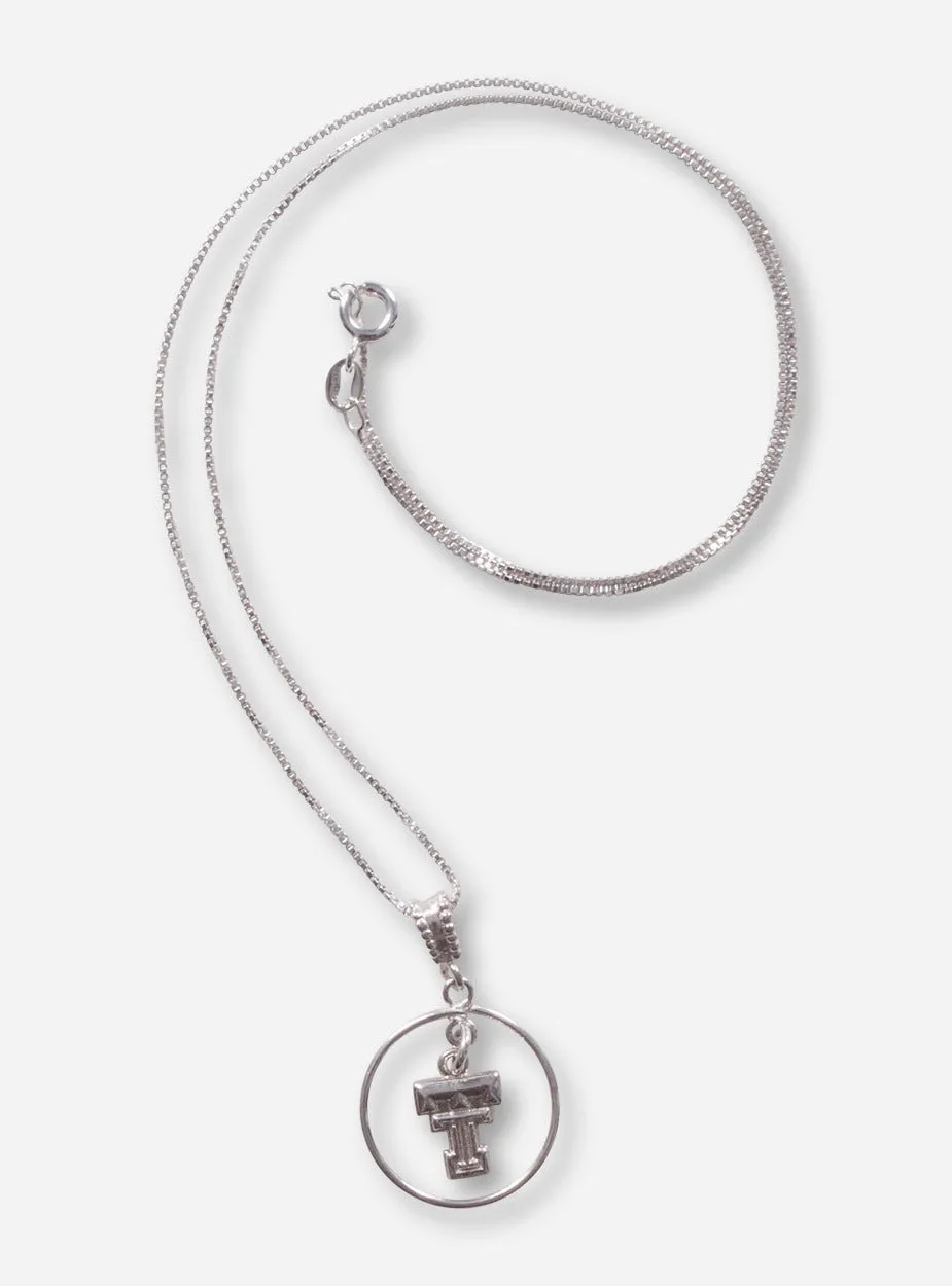 Double T in Circle Pendant on Silver Necklace