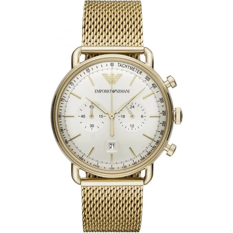 Emporio Armani Men’s Quartz Stainless Steel Beige Dial 43mm Watch AR11315