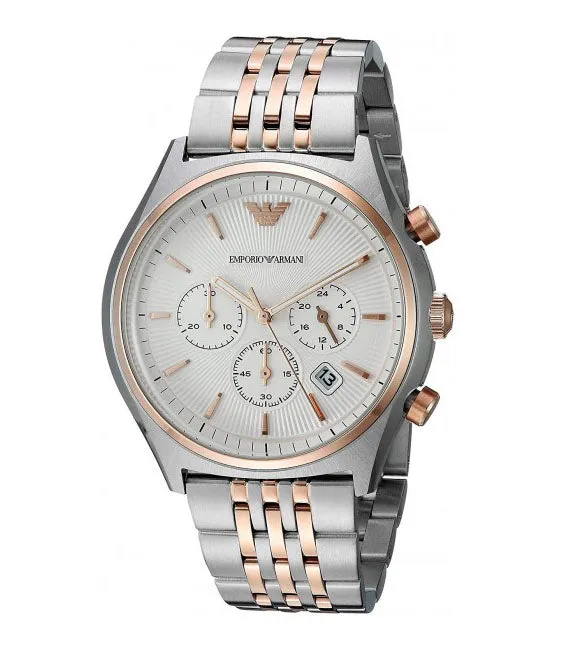 Emporio Armani Men’s Quartz Two Tone Stainless Steel White Dial 43mm Watch AR1998