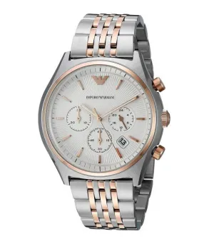 Emporio Armani Men’s Quartz Two Tone Stainless Steel White Dial 43mm Watch AR1998