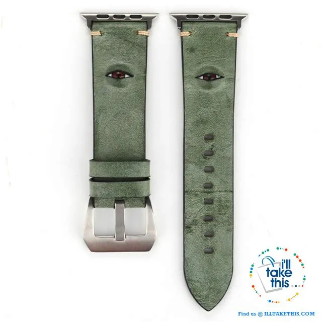 Evil Eye, 3D glass eye iWatch wrist band, Personalize your Apple watch with this crafted leather watchband with adjustable buckle