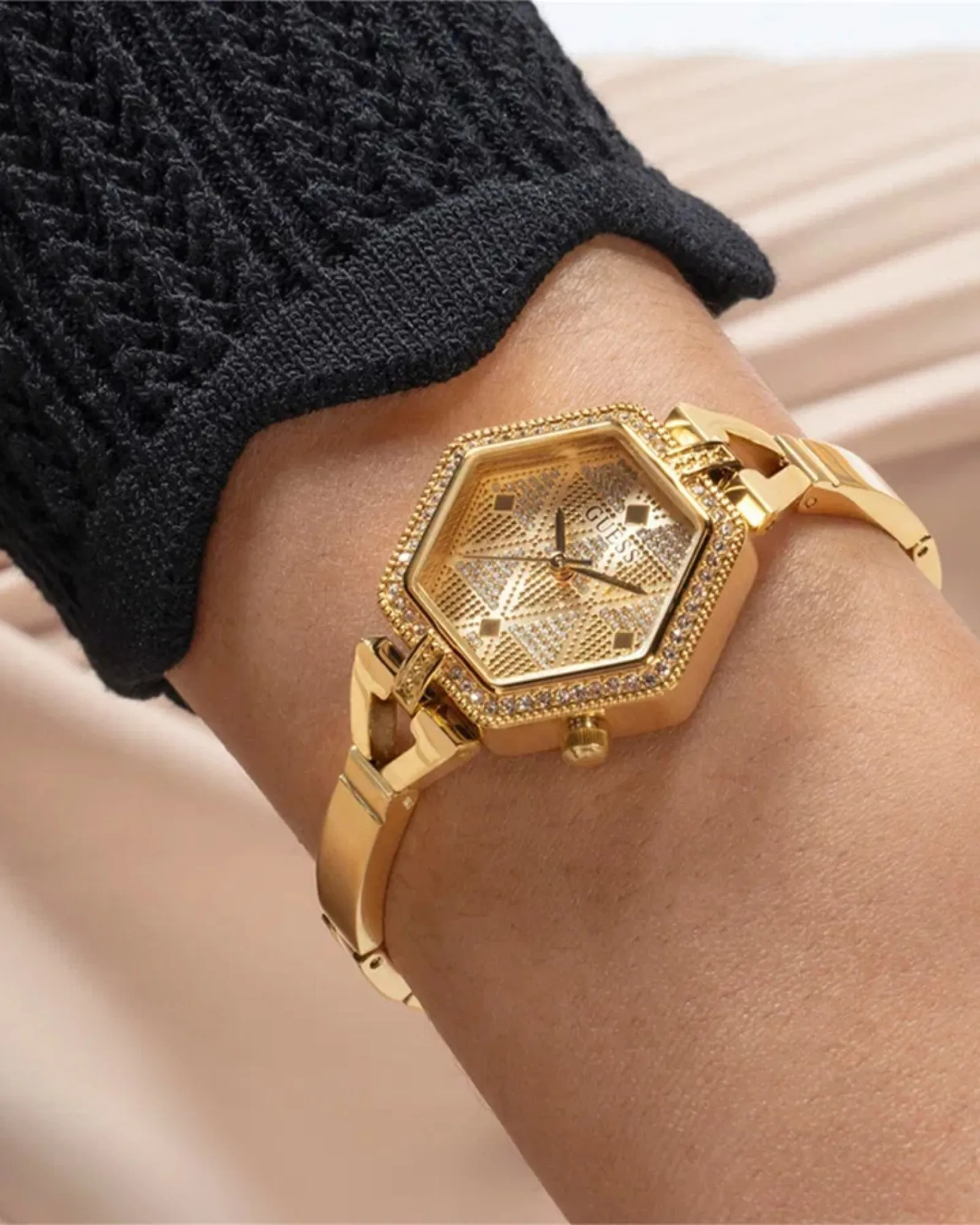 Gold Audrey Glitz Hexagonal Link Watch