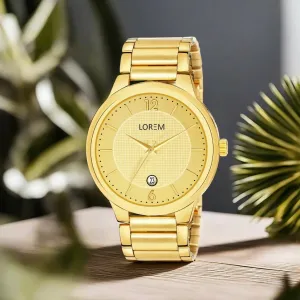 Gold Date Function Casual Analog Watch For Men LR137