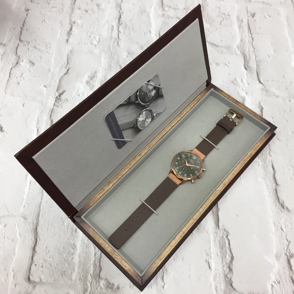 KINGSBRIDGE MATTE STEEL CASE, GREY STONE SUBDIAL FACE & STONE LEATHER STRAP WATCH