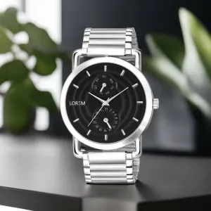 LOREM Black 3D Embossed Stainless Steel Analog Watch For Men LR120