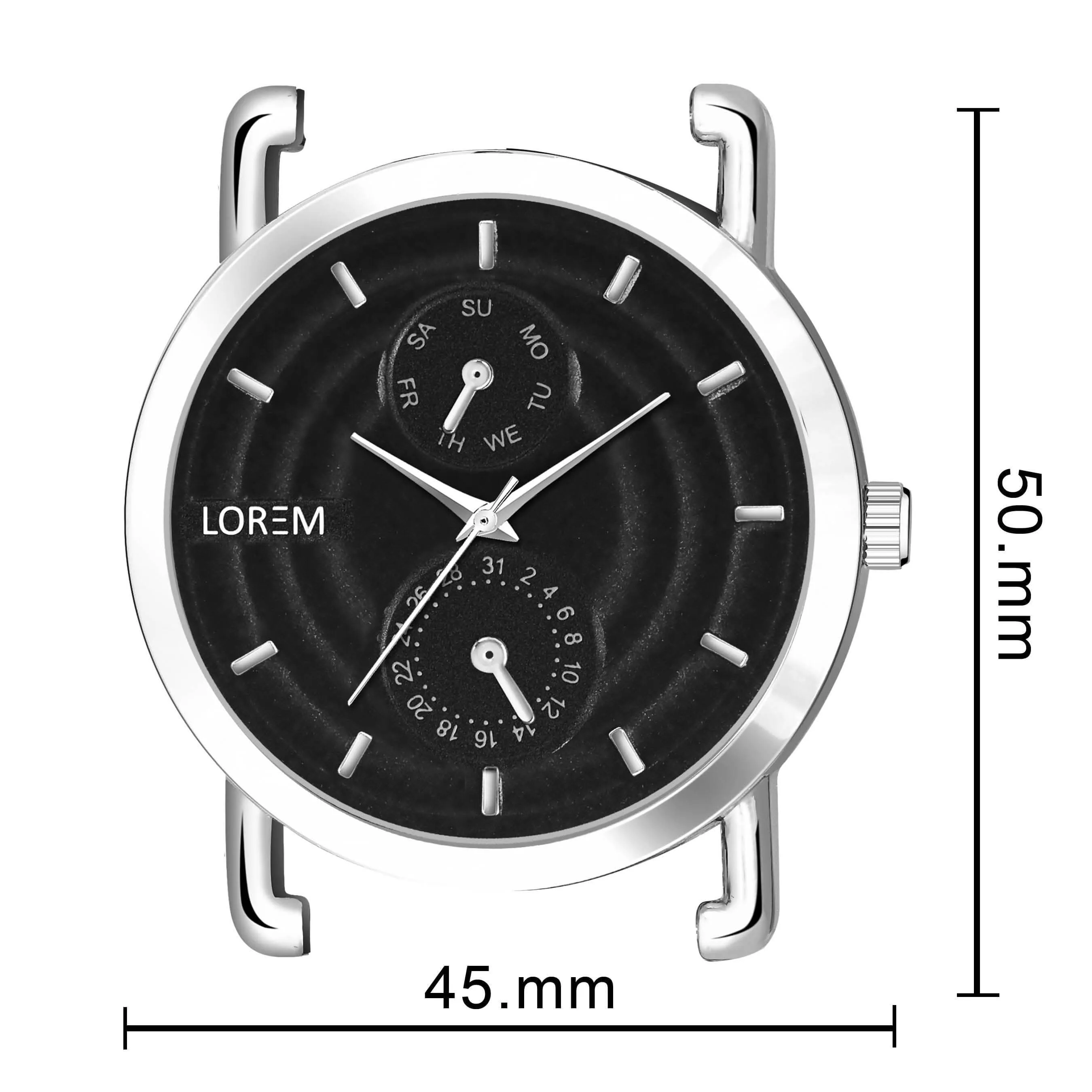 LOREM Black 3D Embossed Stainless Steel Analog Watch For Men LR120