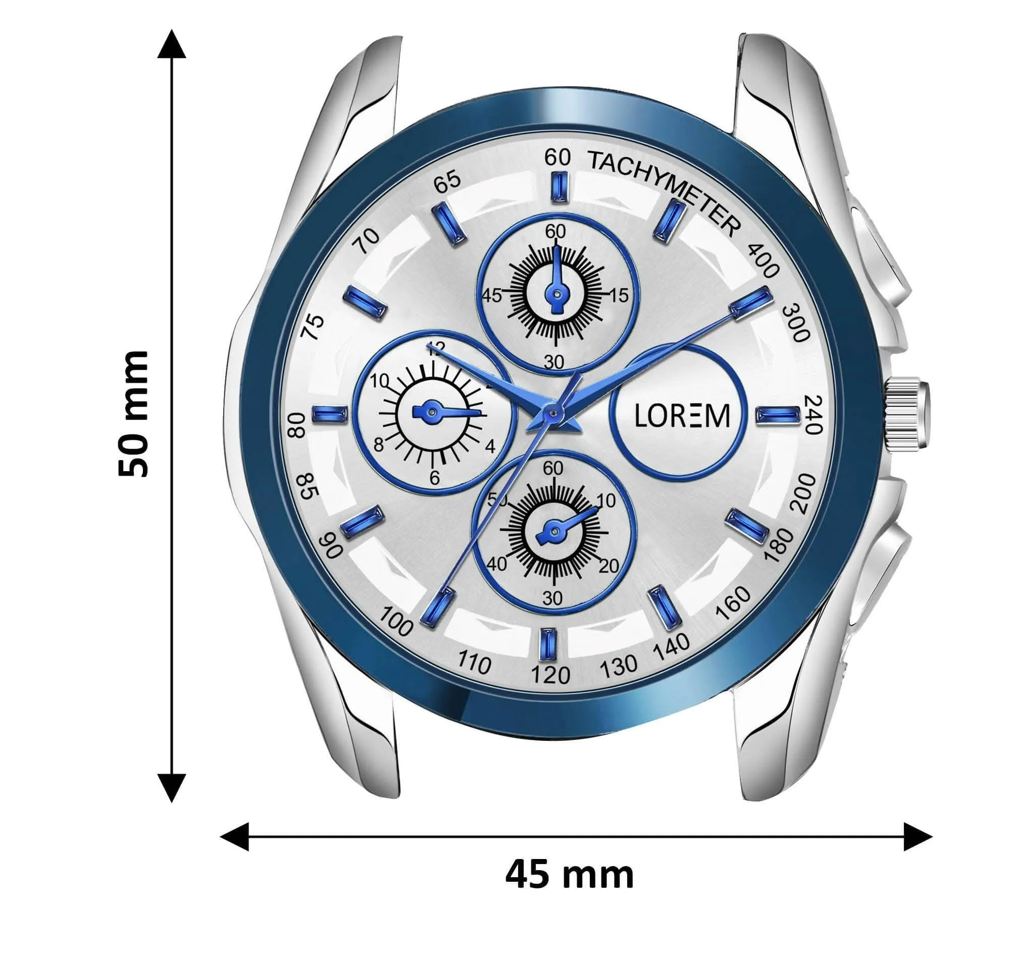 LOREM Blue & Silver Dummy Chronograph Metal Analog Watch For Men LR117