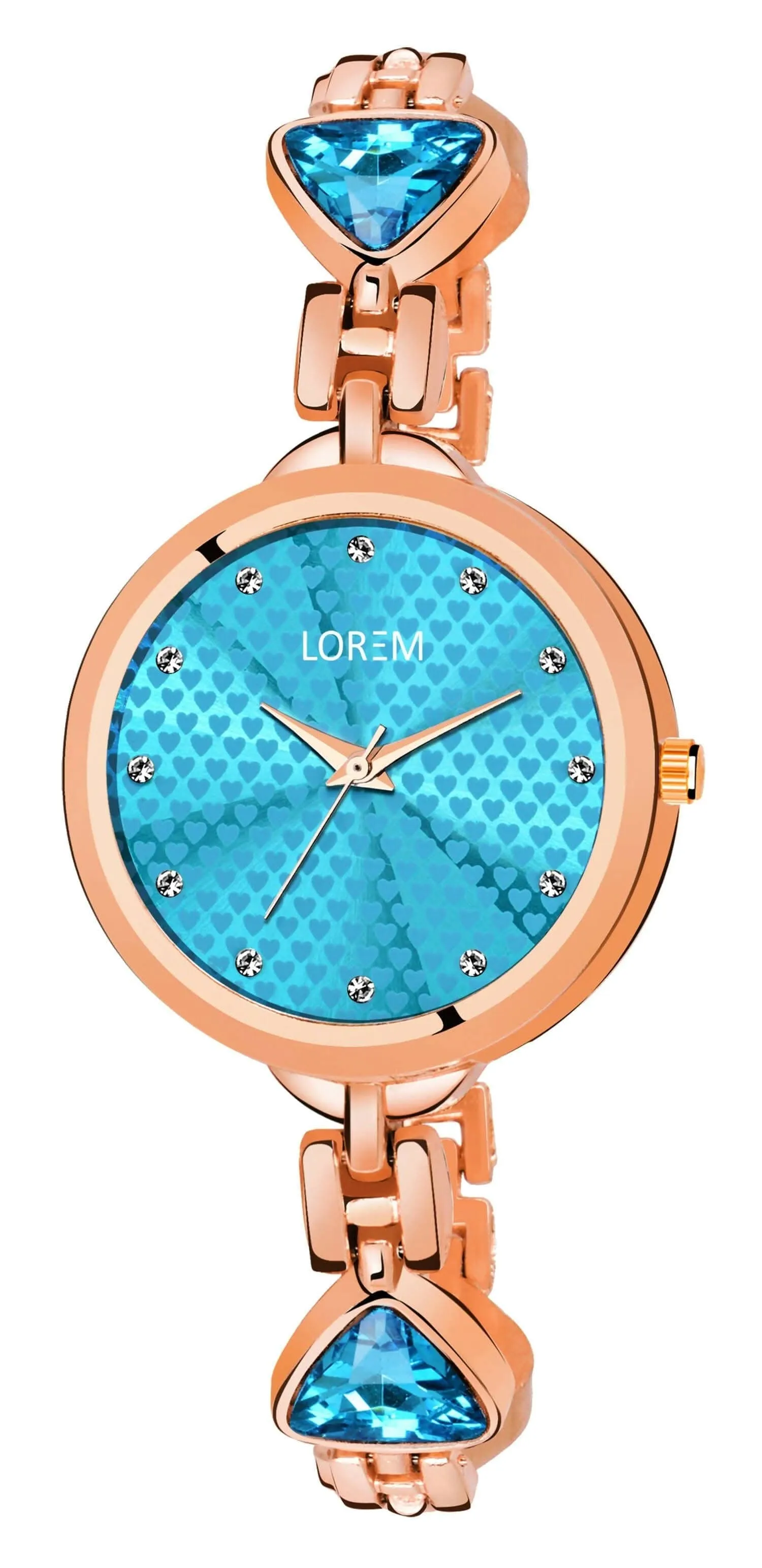 LOREM Blue Diamonds Studded Analog Watch For Women LR281