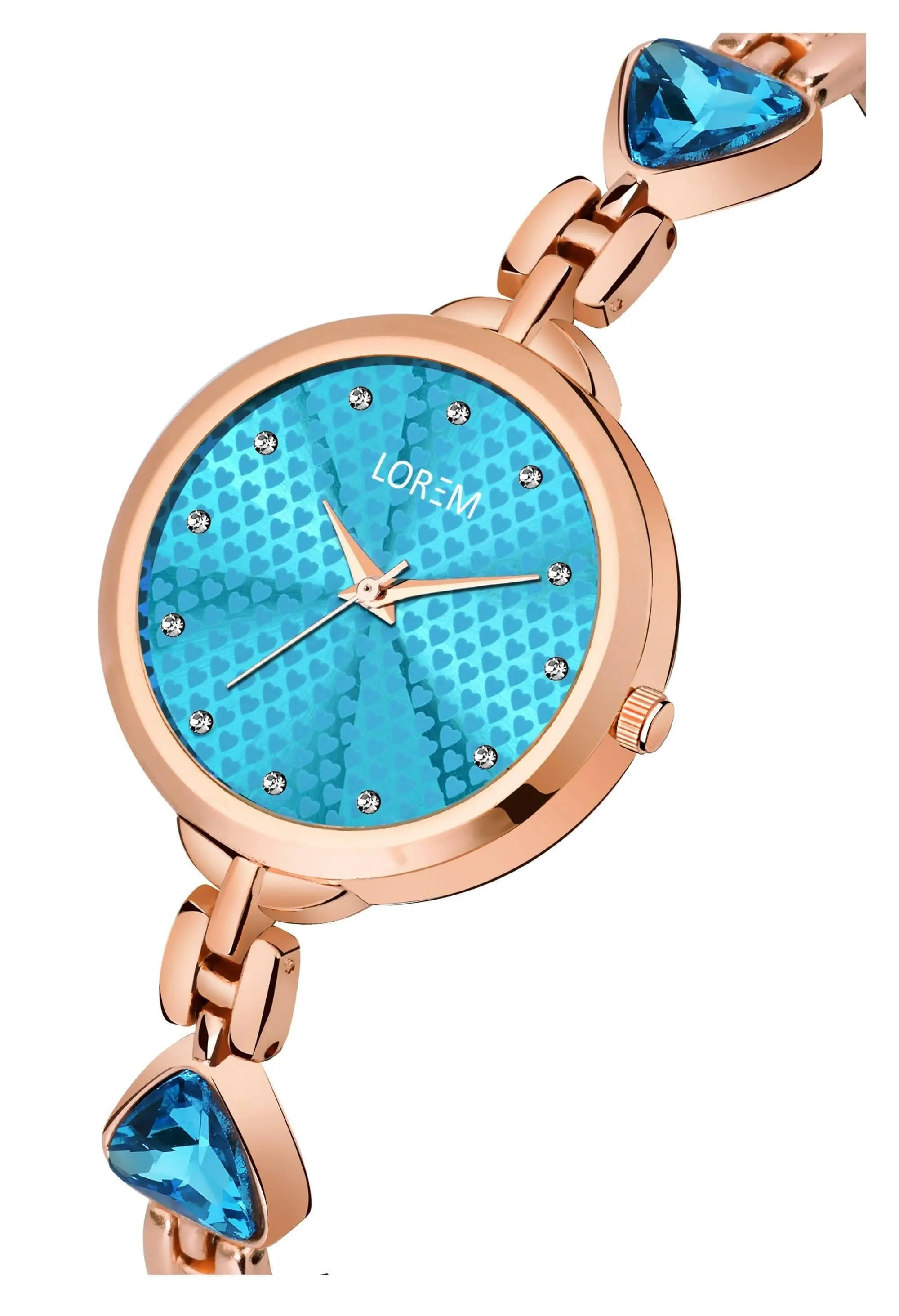 LOREM Blue Diamonds Studded Analog Watch For Women LR281