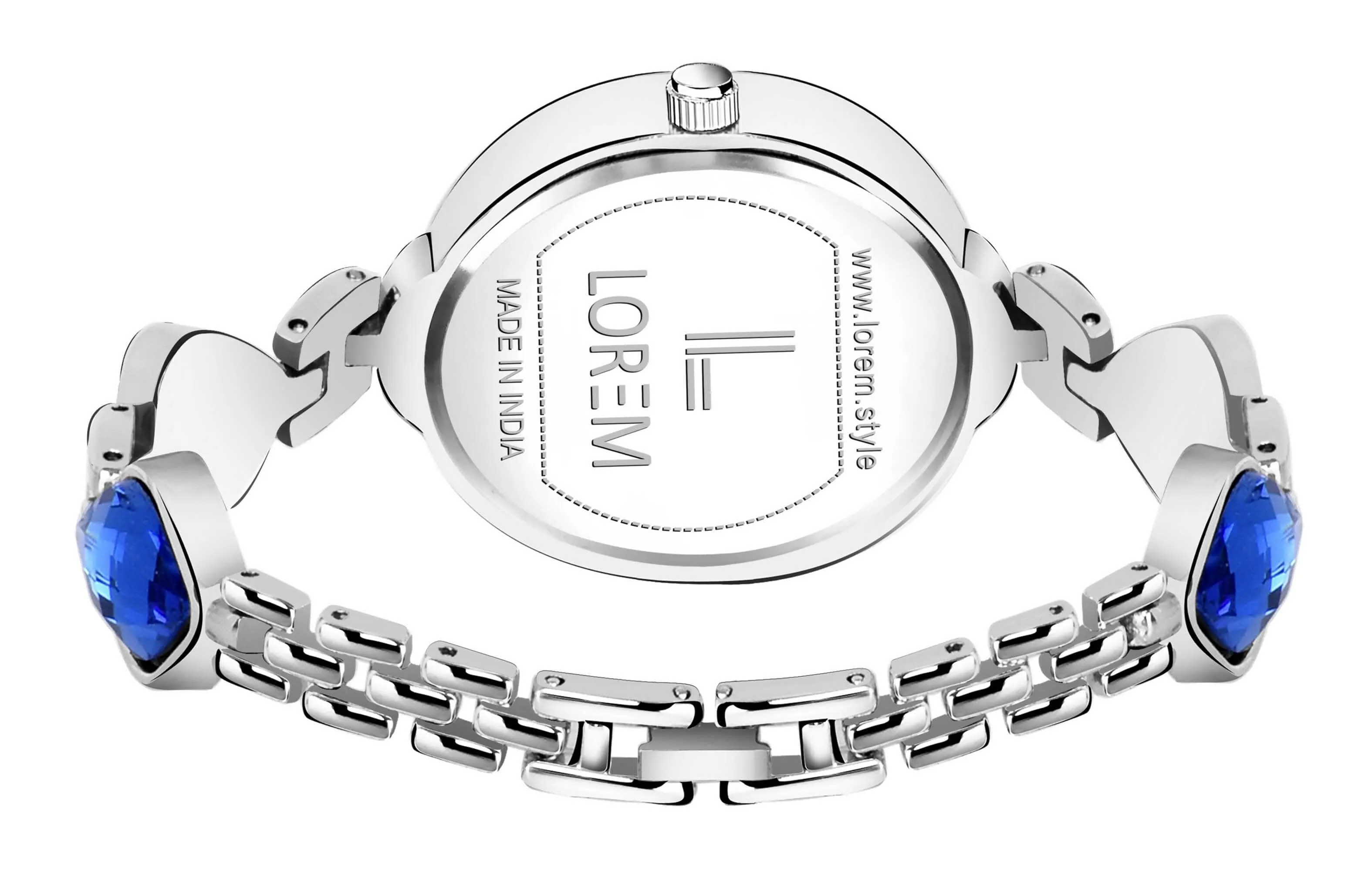 LOREM Blue Diamonds Studded Analog Watch For Women LR282