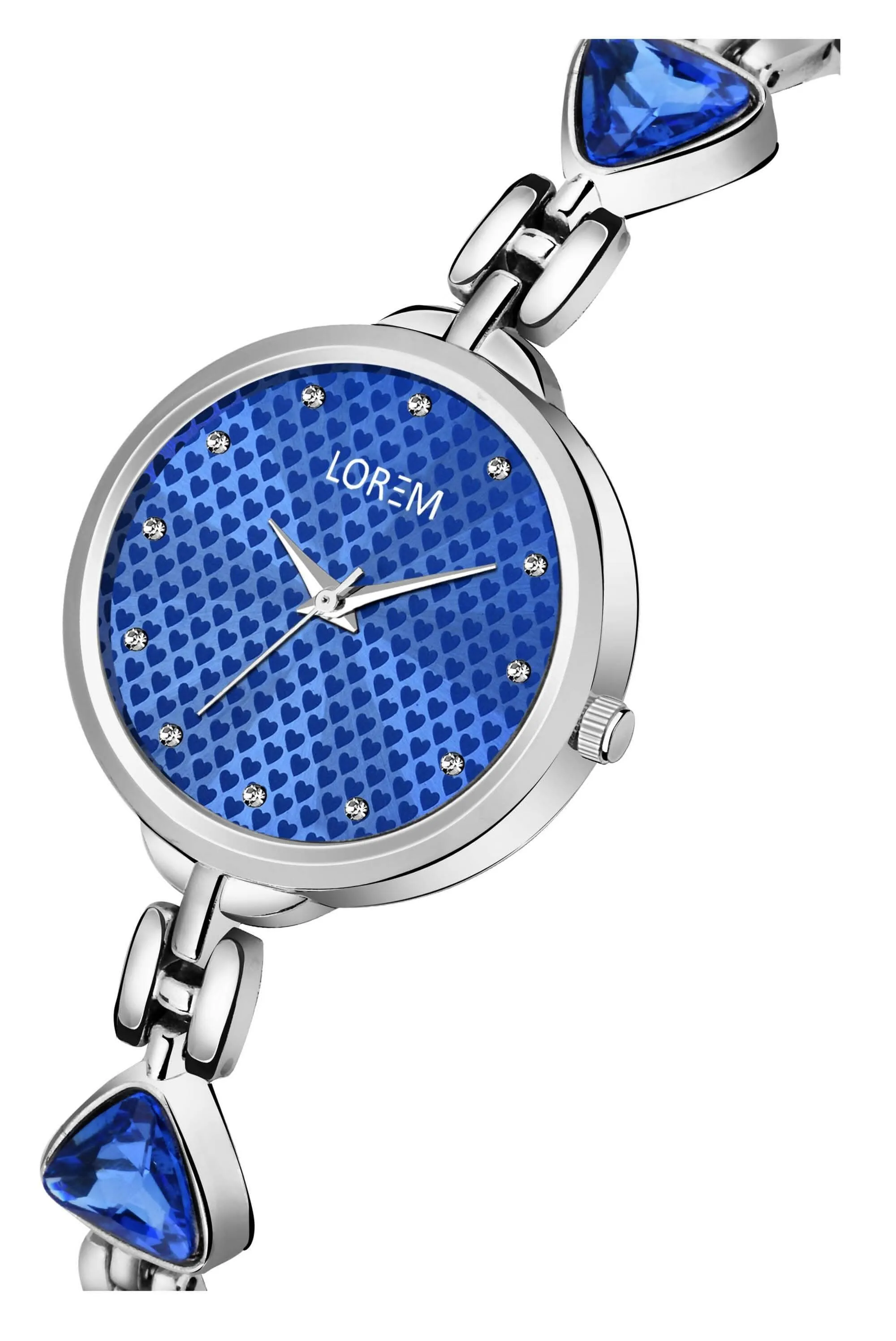 LOREM Blue Diamonds Studded Analog Watch For Women LR282