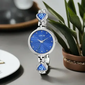 LOREM Blue Diamonds Studded Analog Watch For Women LR282