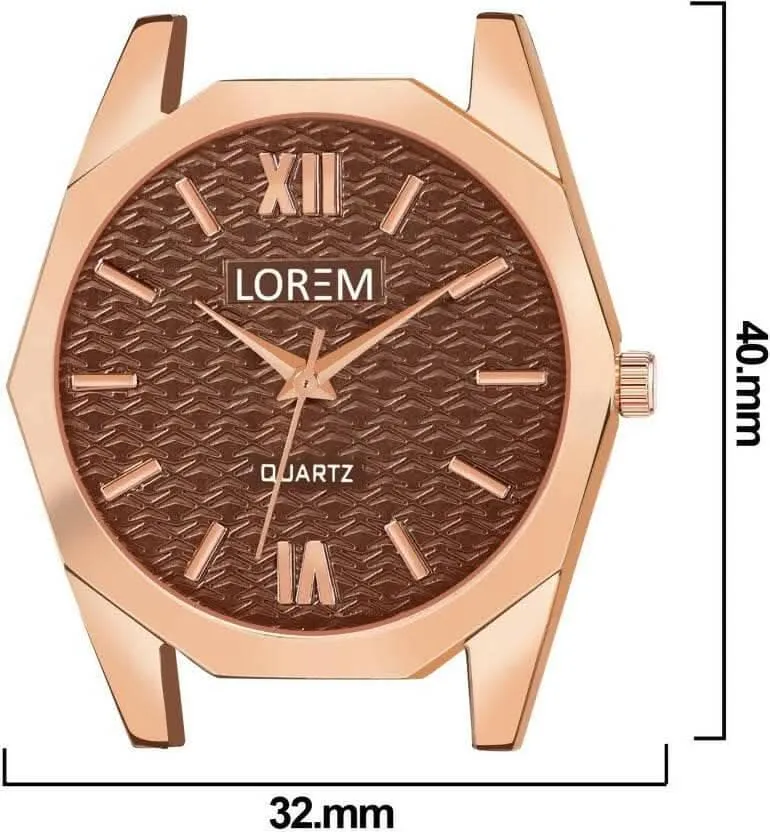 LOREM Brown 3d embossed Dial Analog Watch For Women LR330