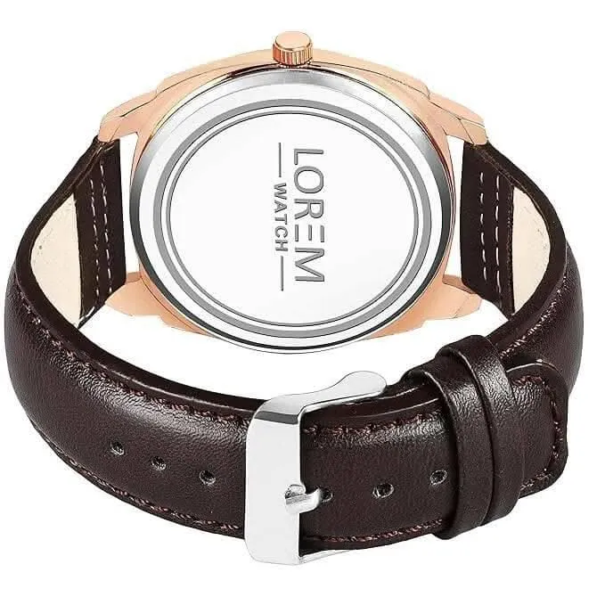 LOREM Brown Cubic Designer Printed Dial Analog Watch For Men LR89