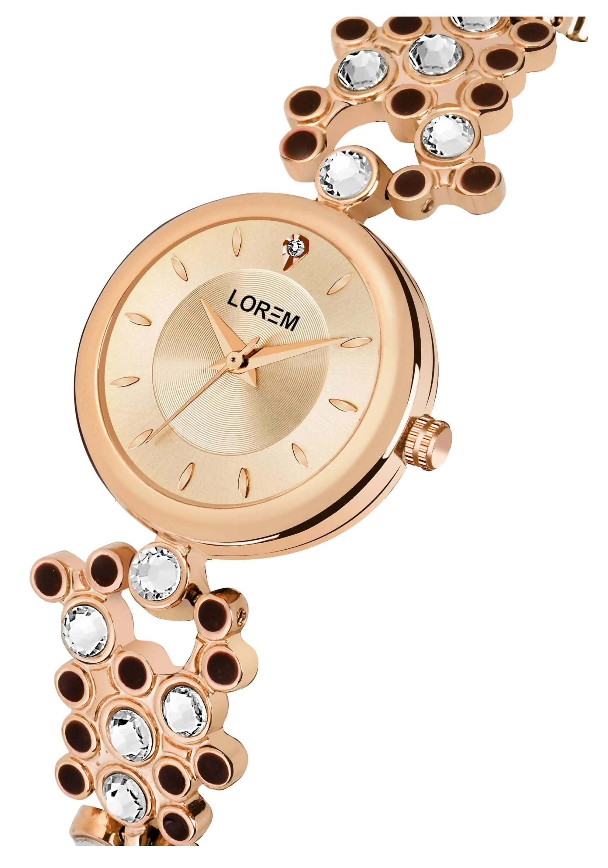 LOREM Rose Gold Brass Designer Analog Watch For Women LR256