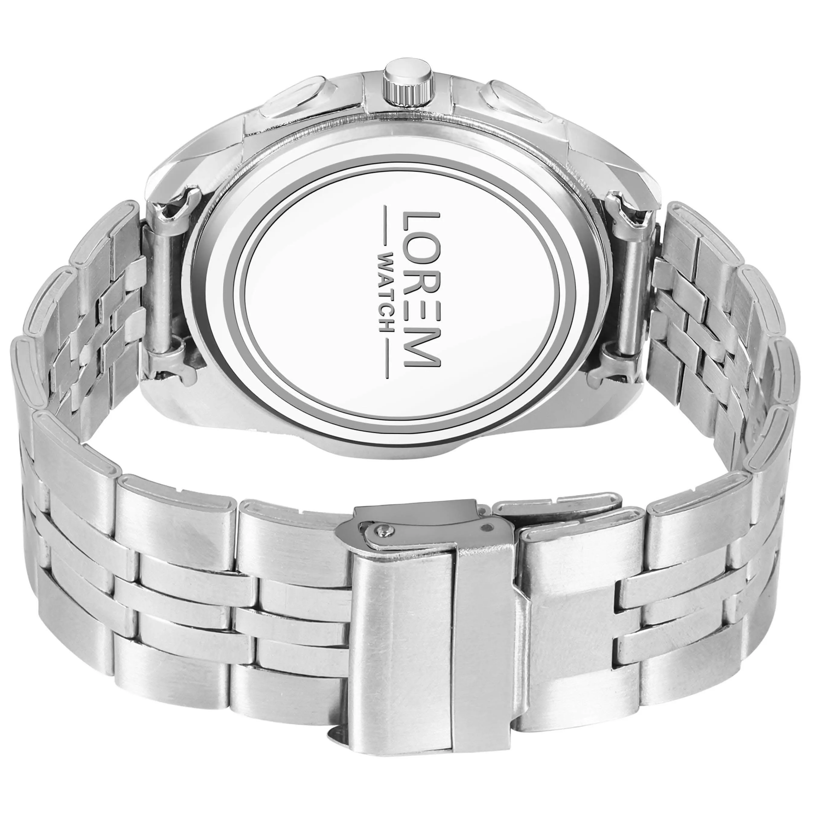 LOREM Silver 3D Roman Stainless Steel Analog Watch For Men LR128