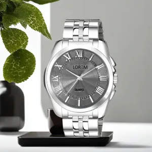 LOREM Silver 3D Roman Stainless Steel Analog Watch For Men LR128