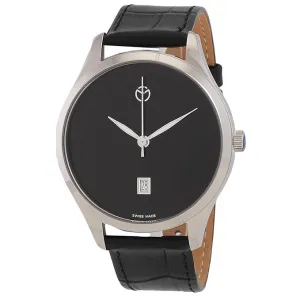 Mathey-Tissot Leather Swiss Made Black Dial Analog Watch For Men- H411NM