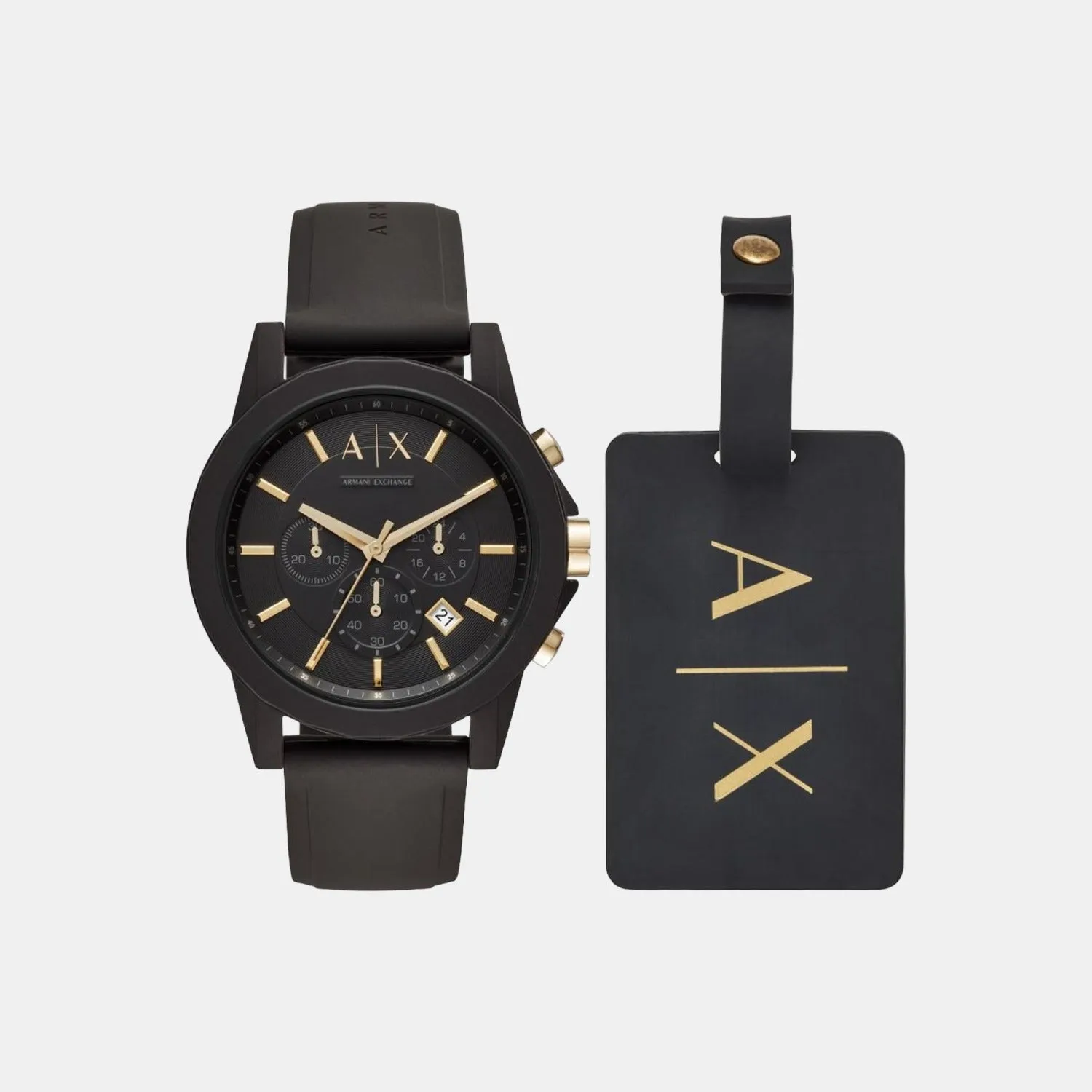 Men's Black Chronograph Silicon Watch AX7105