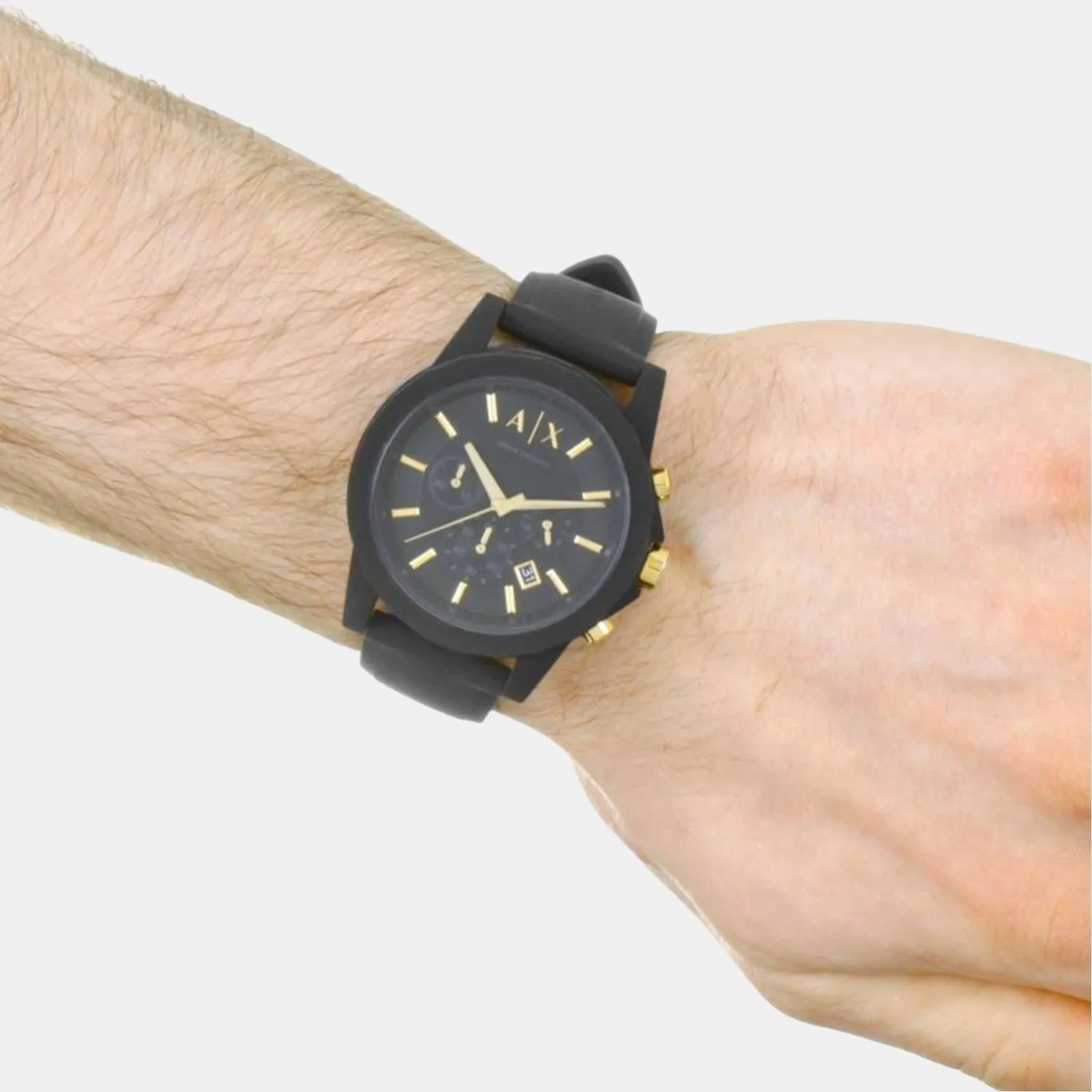 Men's Black Chronograph Silicon Watch AX7105