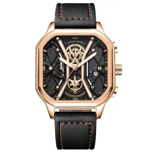 Men's Waterproof Luminous Quartz Watch With Leather Strap