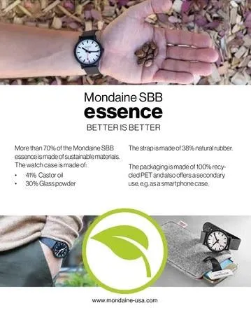 MONDAINE essence, 32mm, sustainable watch for women, MS1.32120.LB
