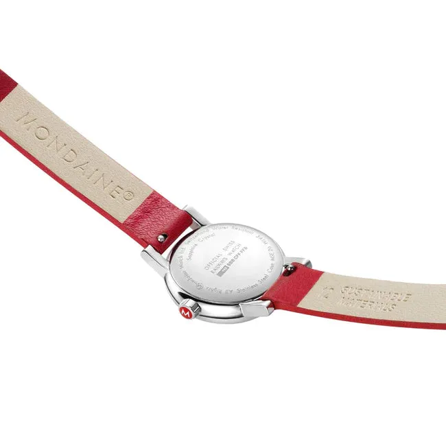 Mondaine EVO2 RED VEGAN GRAPE LEATHER, 26 MM