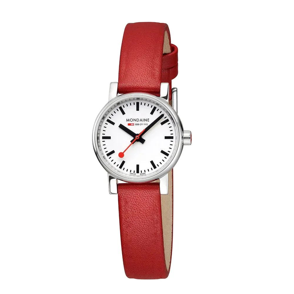Mondaine EVO2 RED VEGAN GRAPE LEATHER, 26 MM