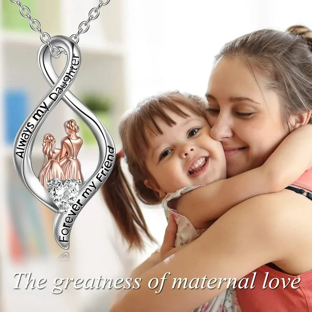 Mother Daughter Necklace S925 Sterling Silver Mother Daughter Necklace Love You Forever to My Daughters Jewelry Gifts from Mom Daughter Birthday Mother's Day Anniversary