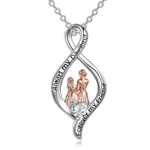 Mother Daughter Necklace S925 Sterling Silver Mother Daughter Necklace Love You Forever to My Daughters Jewelry Gifts from Mom Daughter Birthday Mother's Day Anniversary