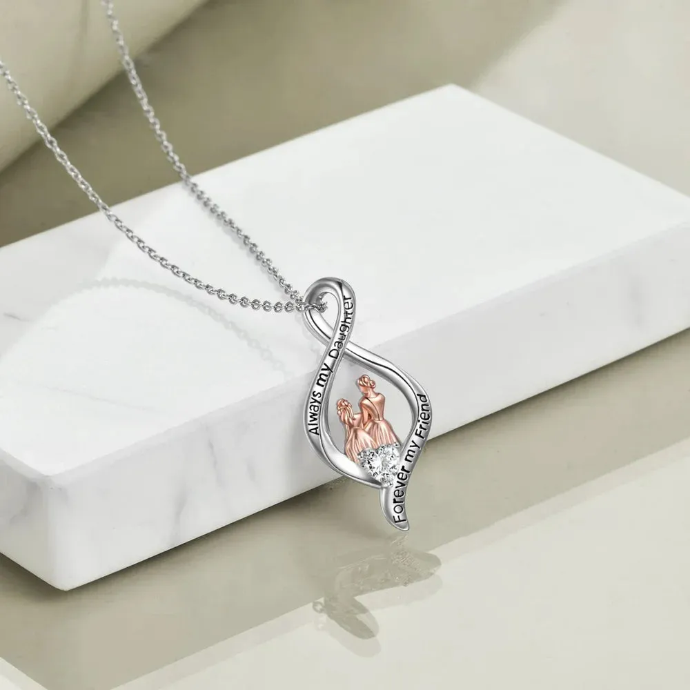 Mother Daughter Necklace S925 Sterling Silver Mother Daughter Necklace Love You Forever to My Daughters Jewelry Gifts from Mom Daughter Birthday Mother's Day Anniversary